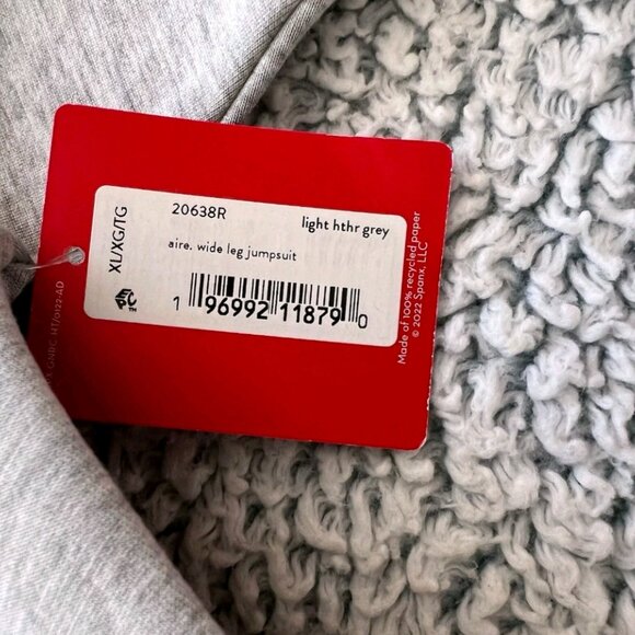 SPANX Air Essentials Jumpsuit Women's XL Wide Leg Half Zip Light Gray NEW - Picture 5 of 13